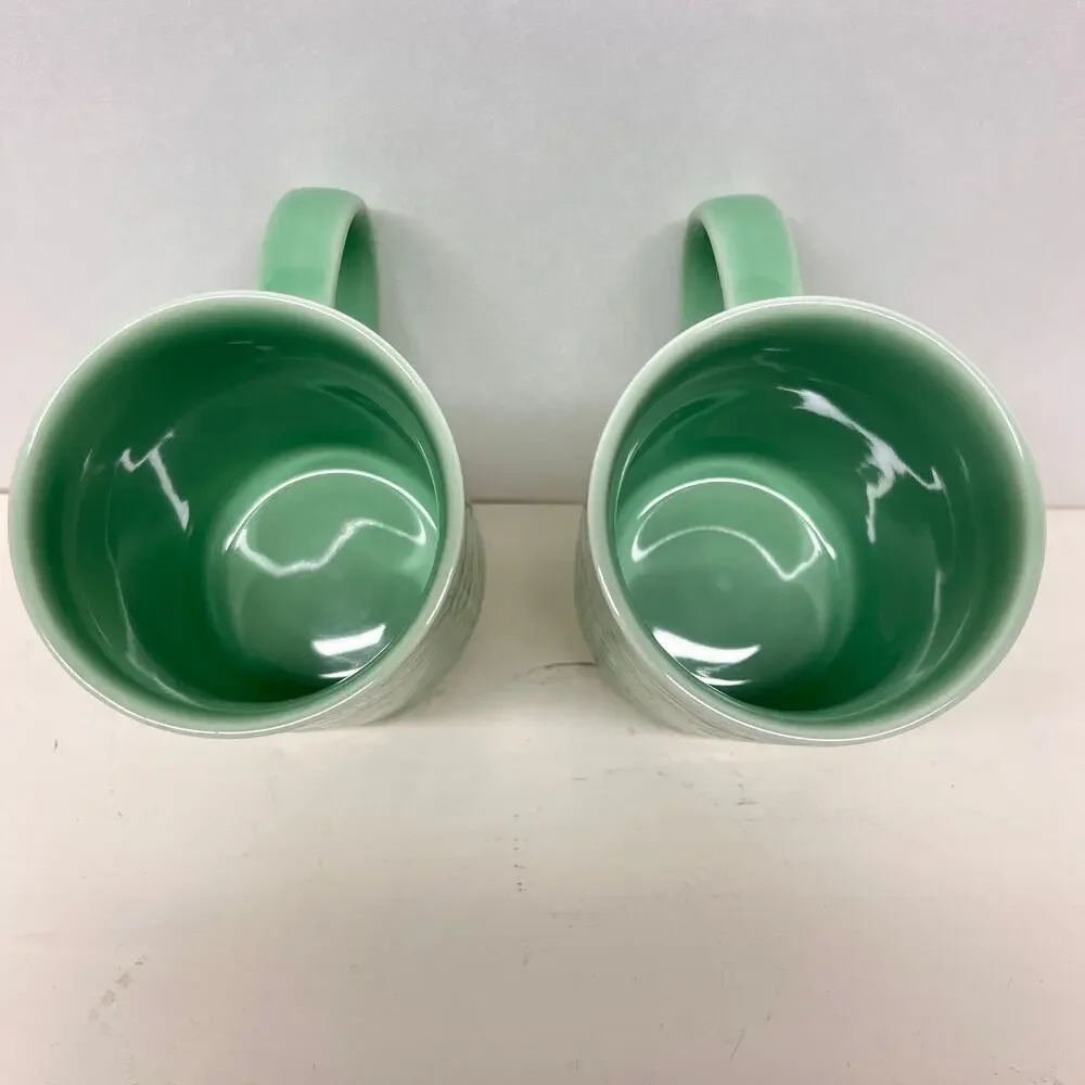 Starbucks Embossed Daisy Floral Ceramic Mug Set of 2
